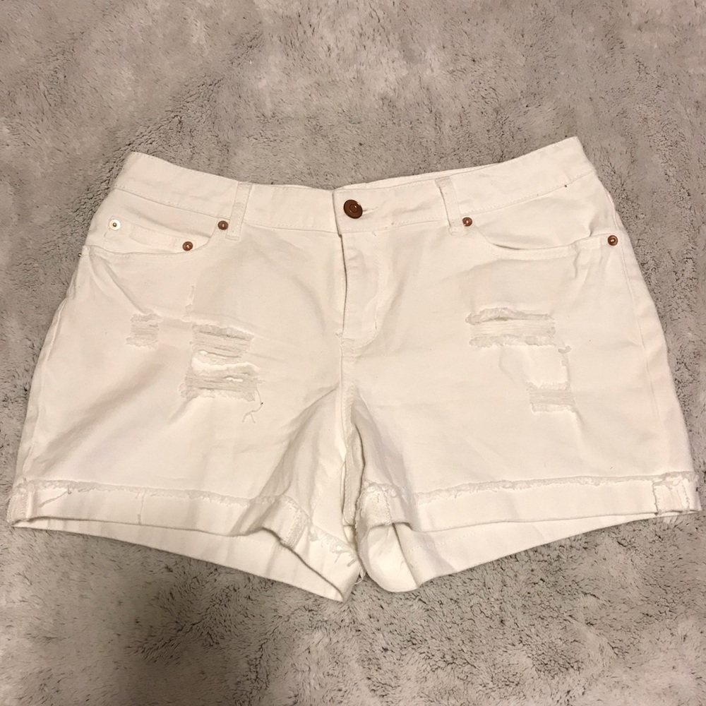 NWOT Distressed White Shorts